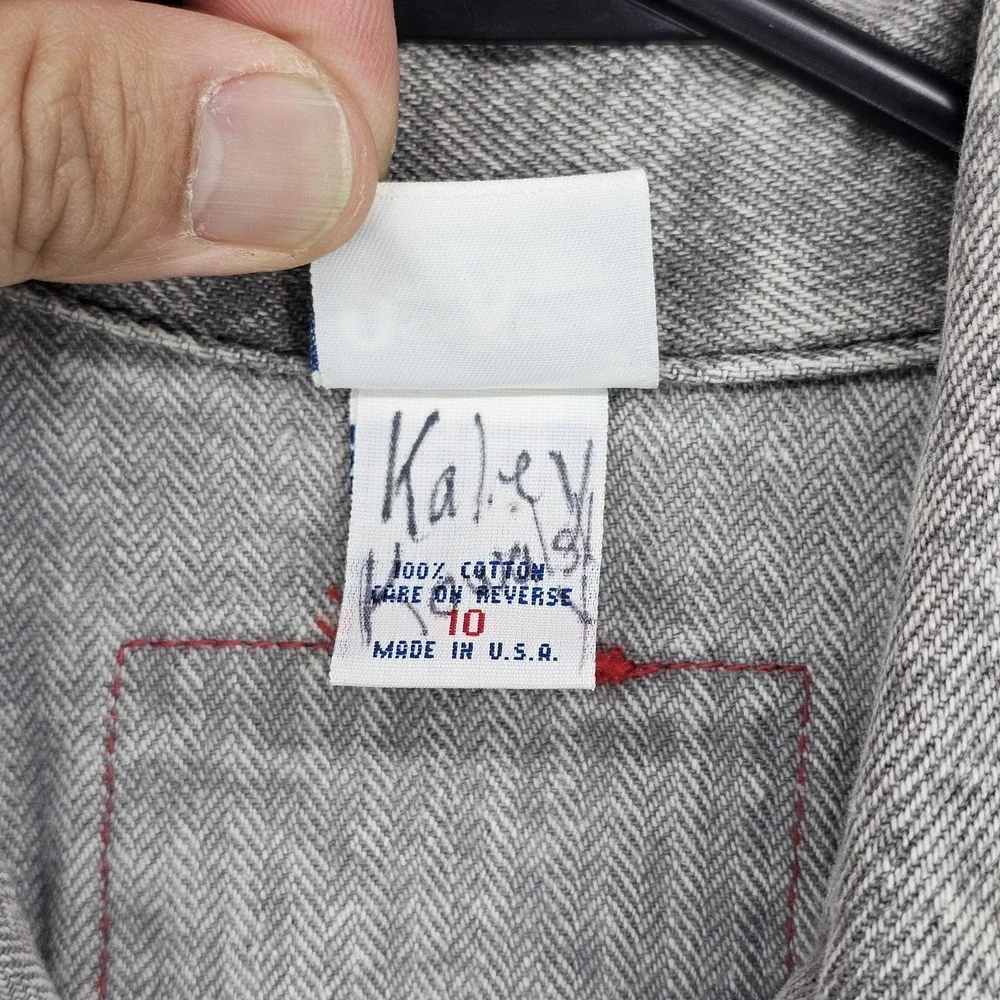 Vintage OshKosh B'gosh Jacket Kids 10 Gray Herringbone‎ Denim Workwear 90s USA